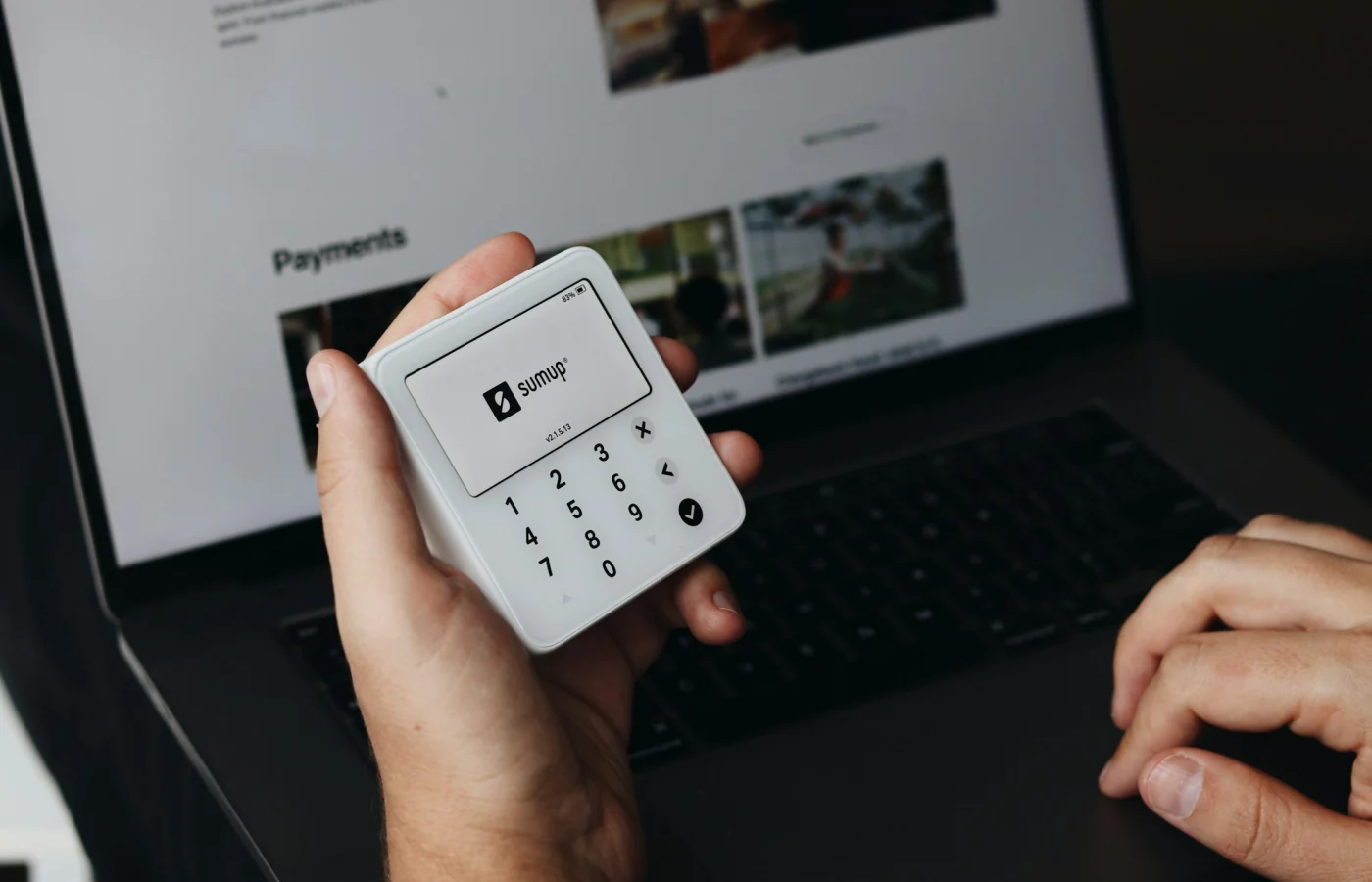 Local business lead and payment activity on phone and laptop